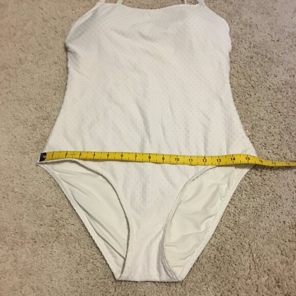 Off-White Textured Polka Dot Built in Support Swimsuit - Picture 15 of 16